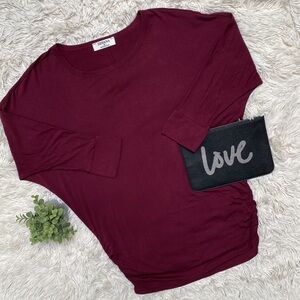 Zenana Ruched Dolman Sleeve Top 💗 Cranberry